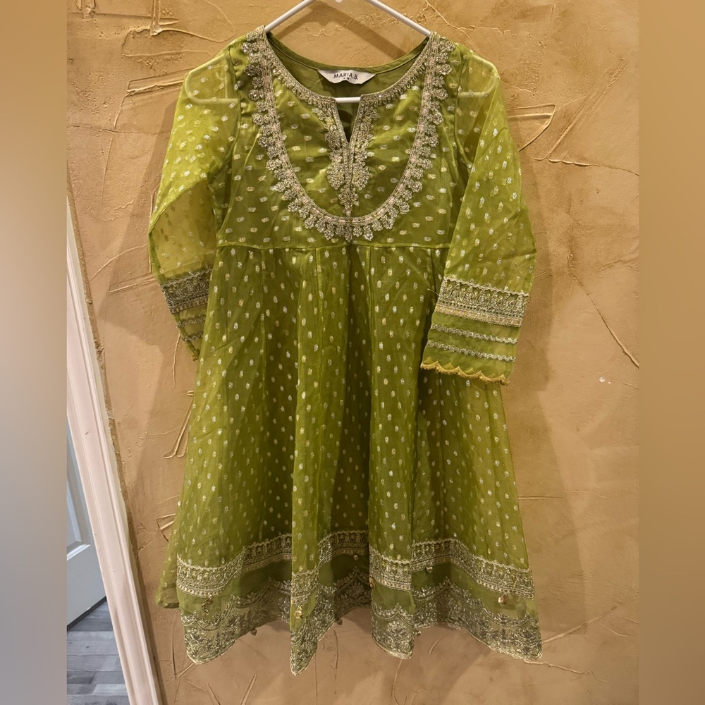 Maria B Green Embroidered Dress girls 8-10 years old